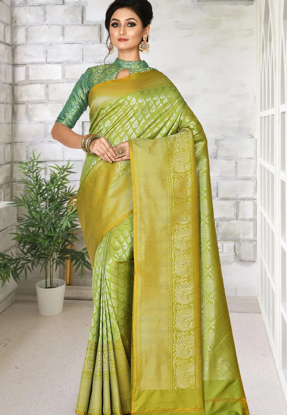 Kanchipuram Saree in Light Green