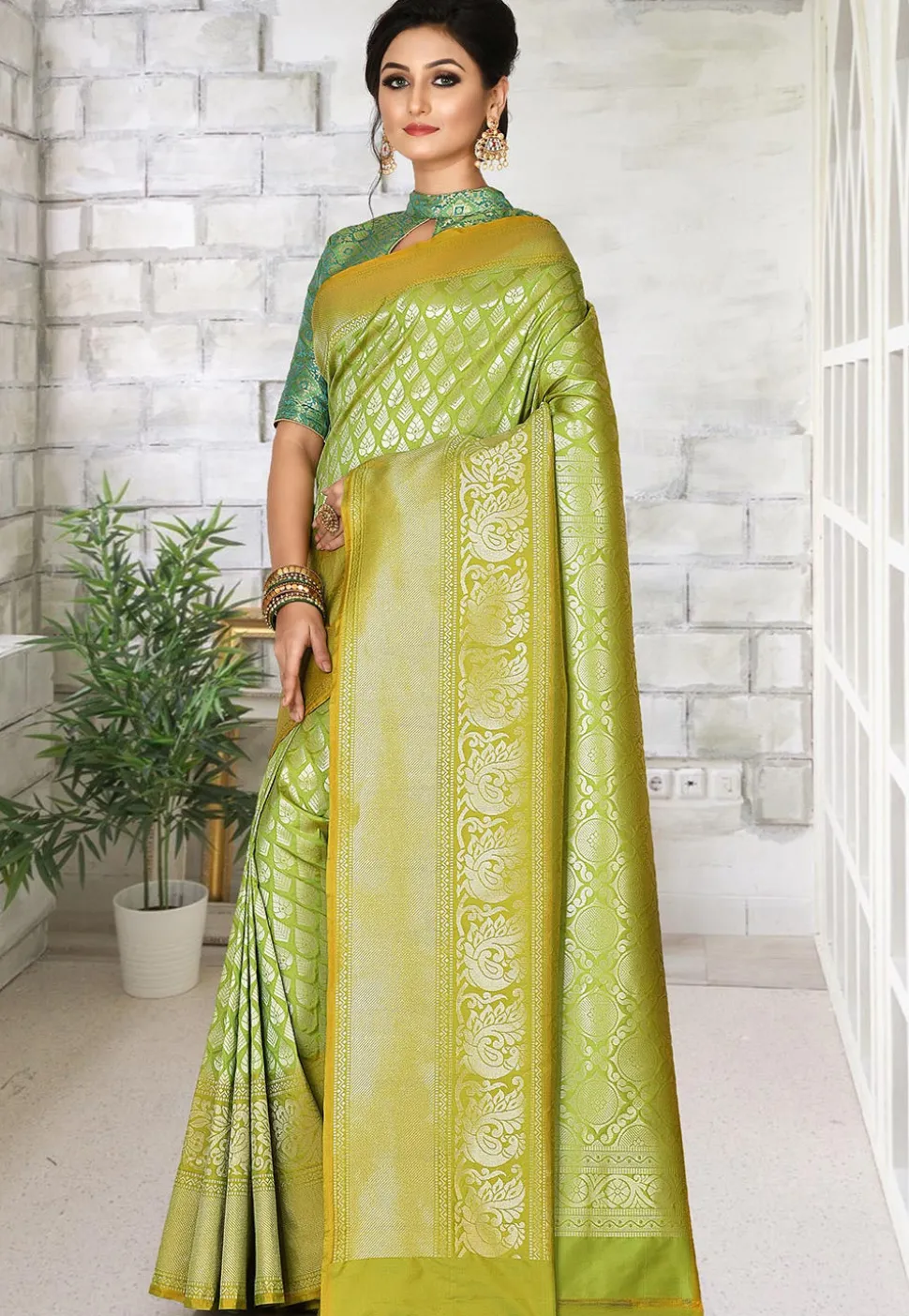 Kanchipuram Saree in Light Green