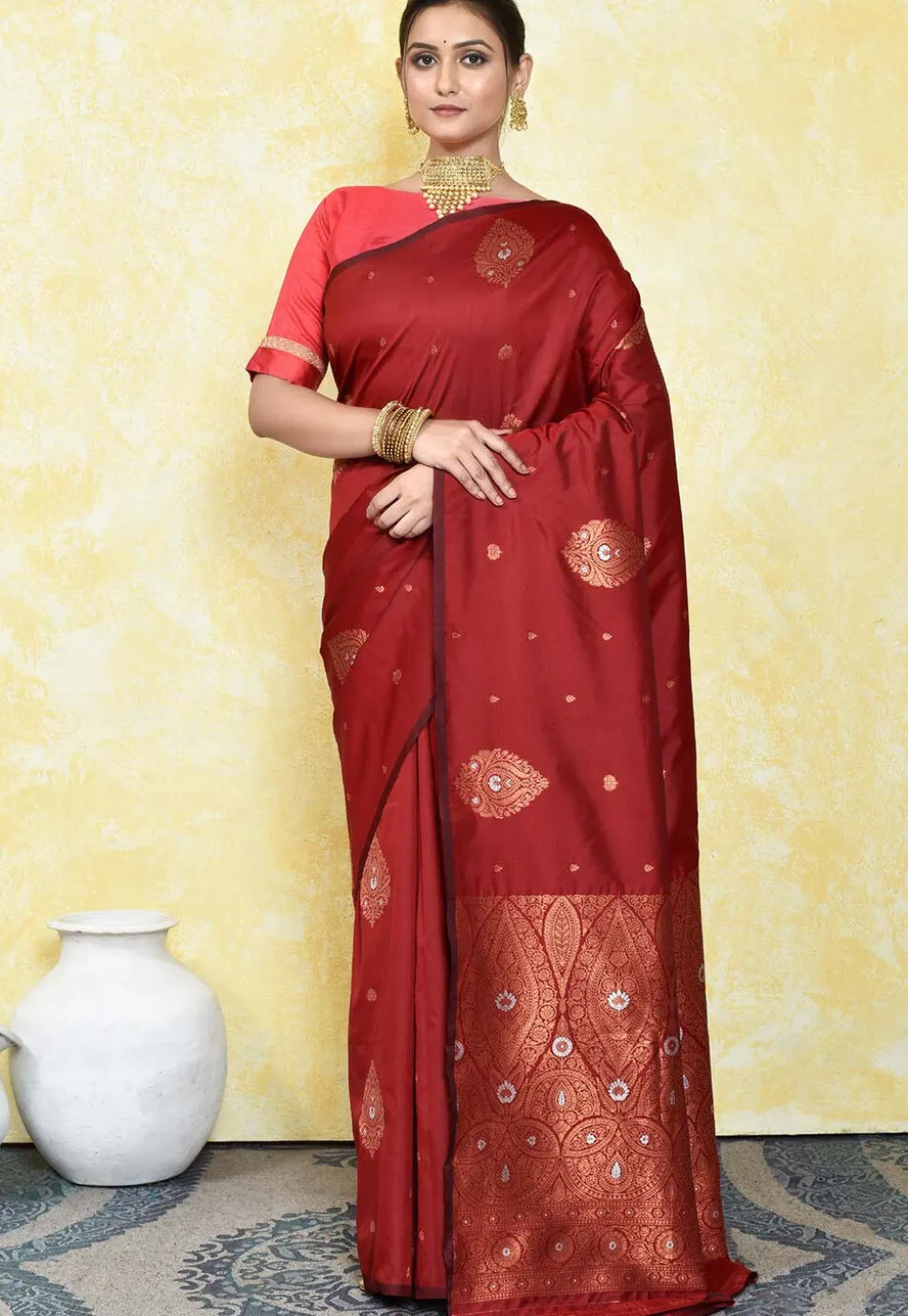 Kanchipuram Saree in Maroon