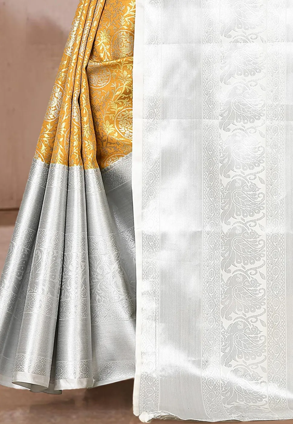 Kanchipuram Saree in Mustard