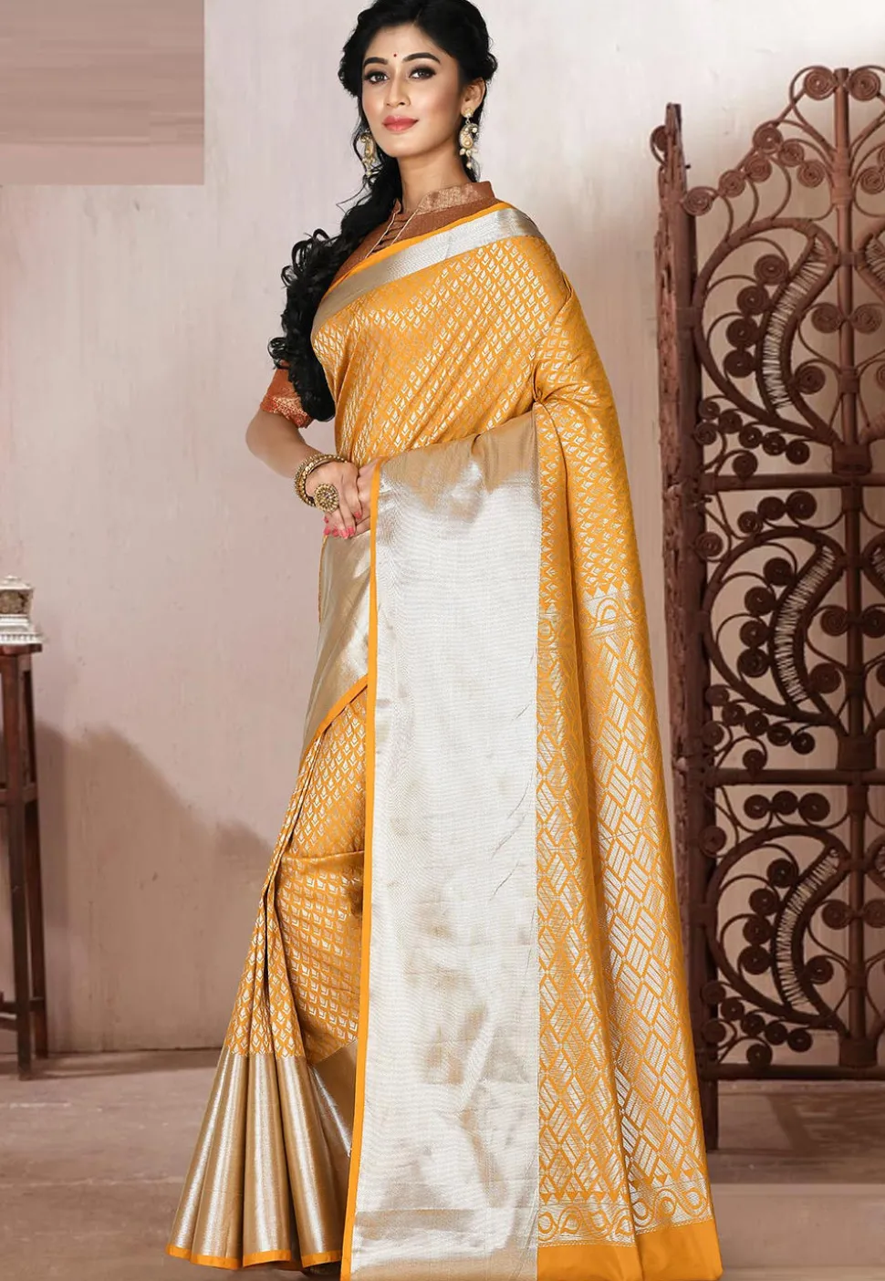 Kanchipuram Saree in Mustard