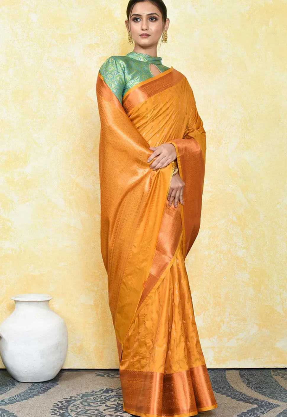 Kanchipuram Saree in Mustard