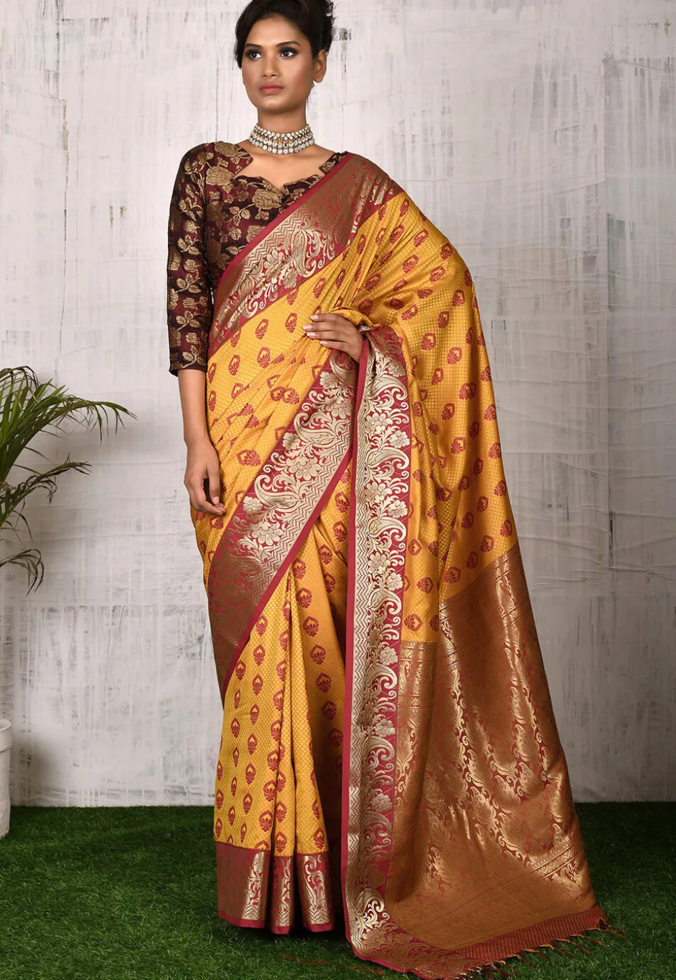 Kanchipuram Saree in Mustard