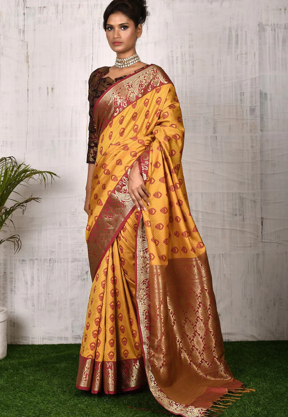 Kanchipuram Saree in Mustard