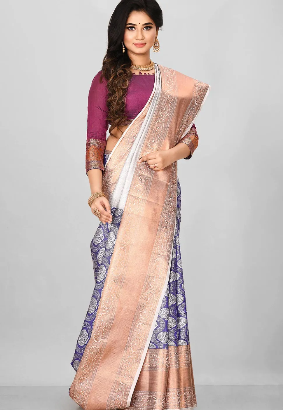 Kanchipuram Saree in Navy Blue