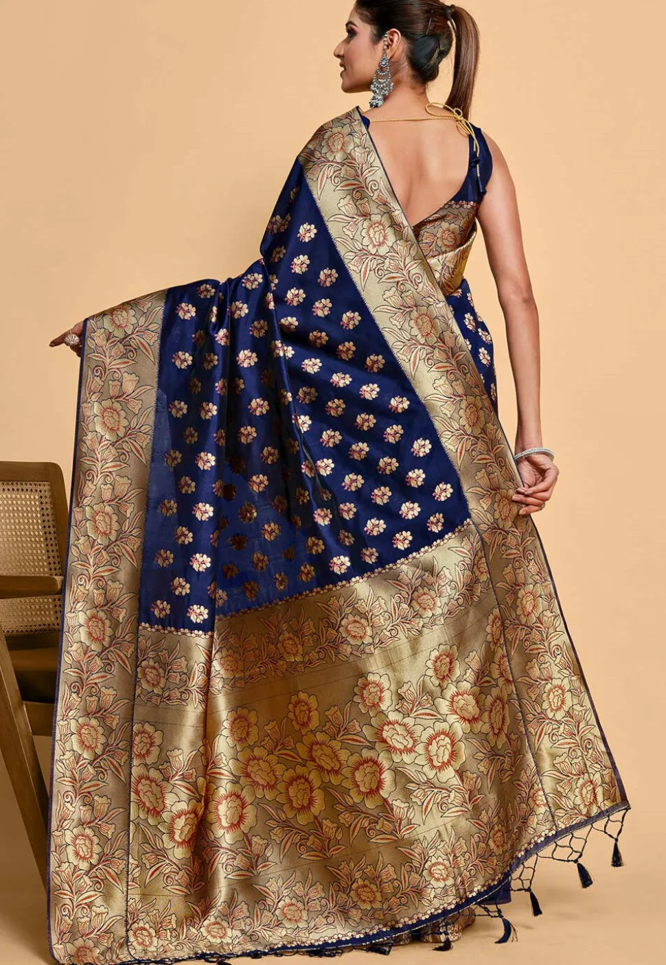 Kanchipuram Saree in Navy Blue