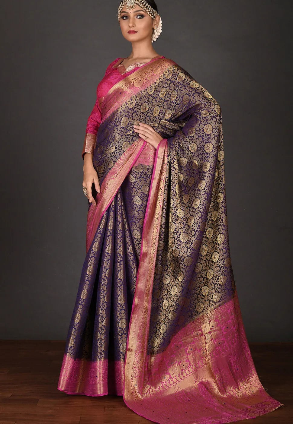 Kanchipuram Saree in Navy Blue