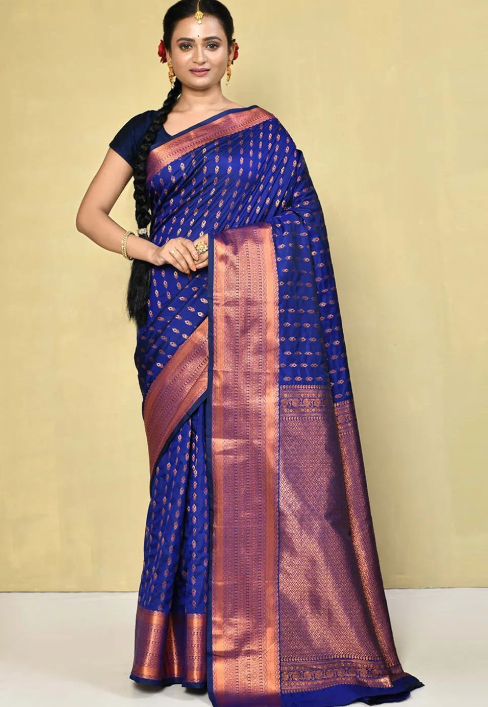 Kanchipuram Saree in Navy Blue