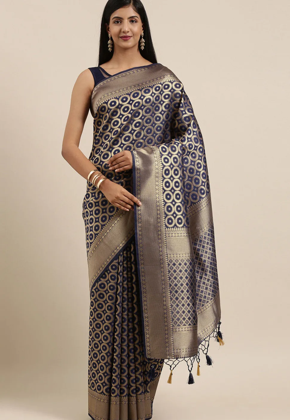 Kanchipuram Saree in Navy Blue