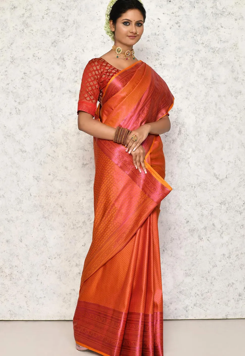Kanchipuram Saree in Orange