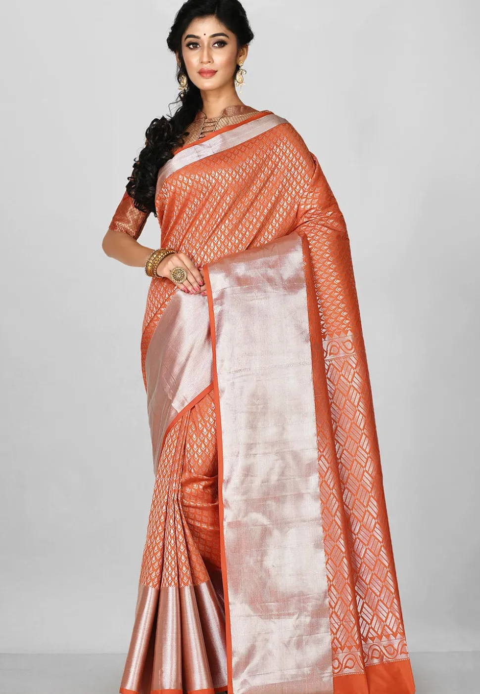 Kanchipuram Saree in Orange