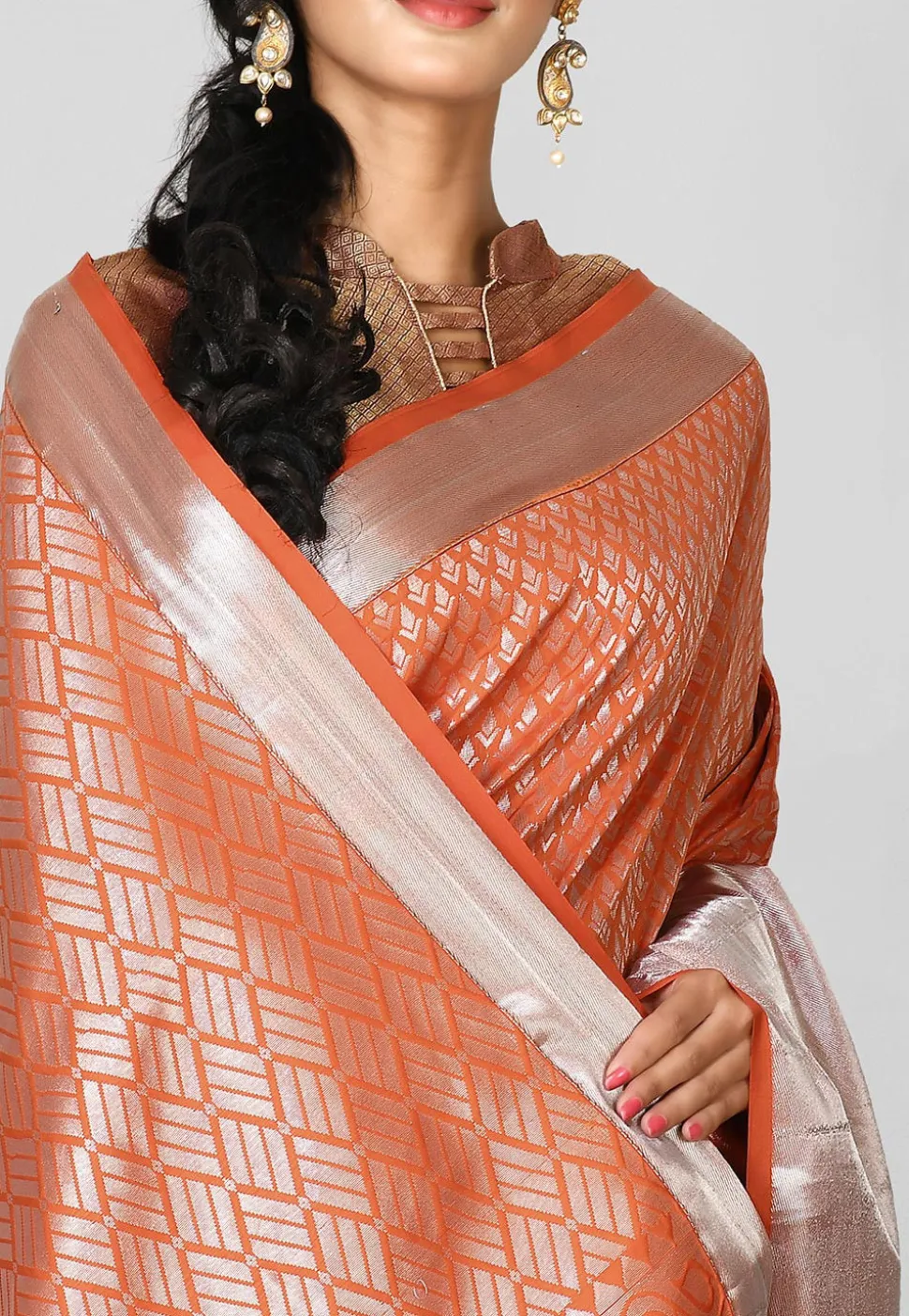 Kanchipuram Saree in Orange