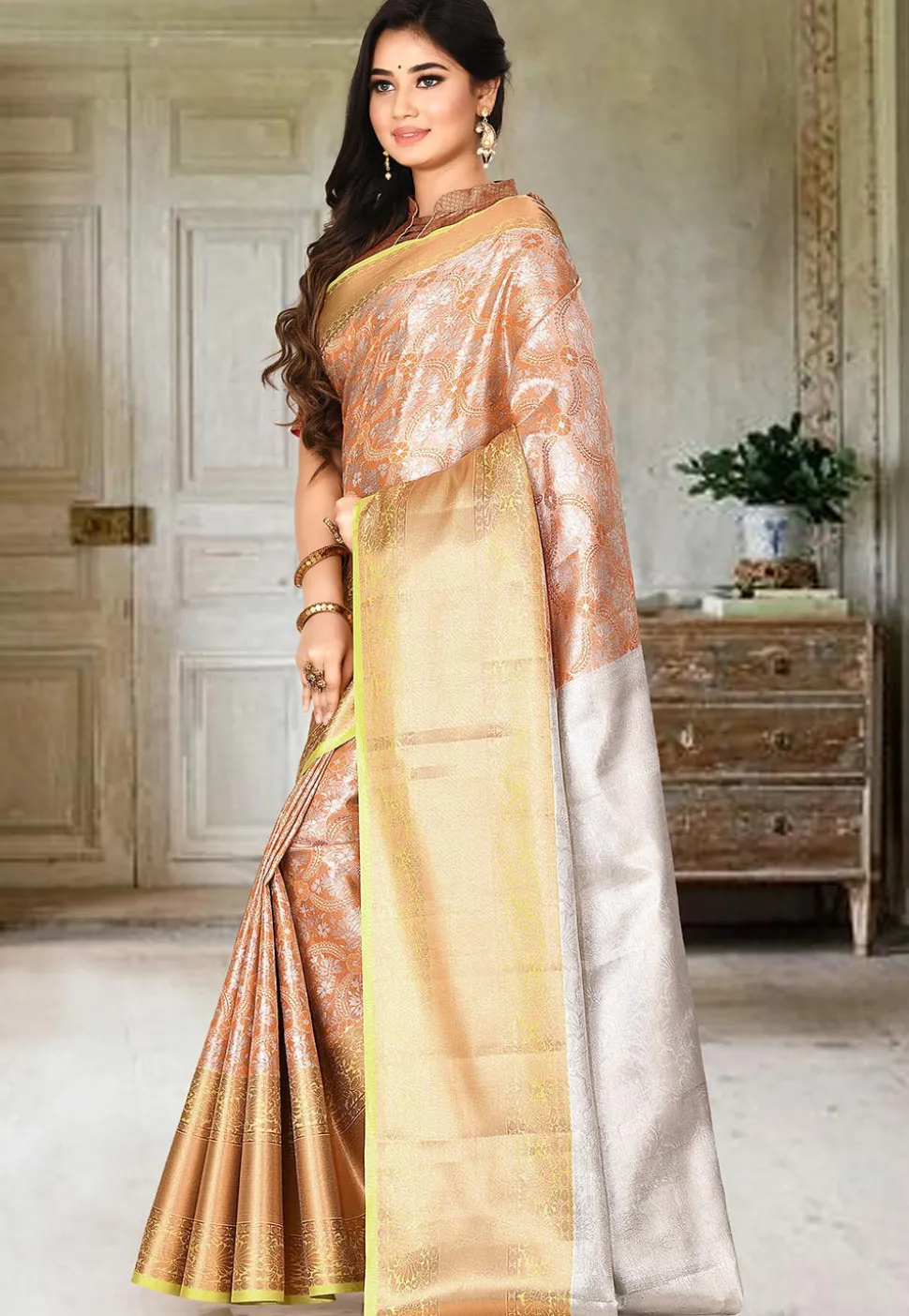 Kanchipuram Saree in Orange