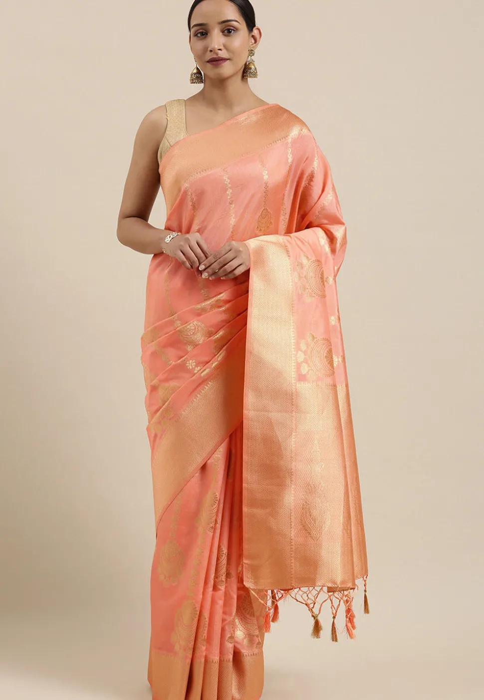 Kanchipuram Saree in Peach