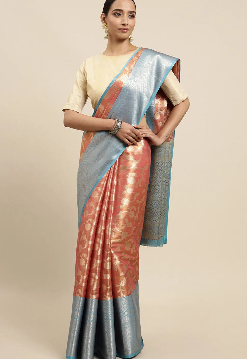 Kanchipuram Saree in Peach