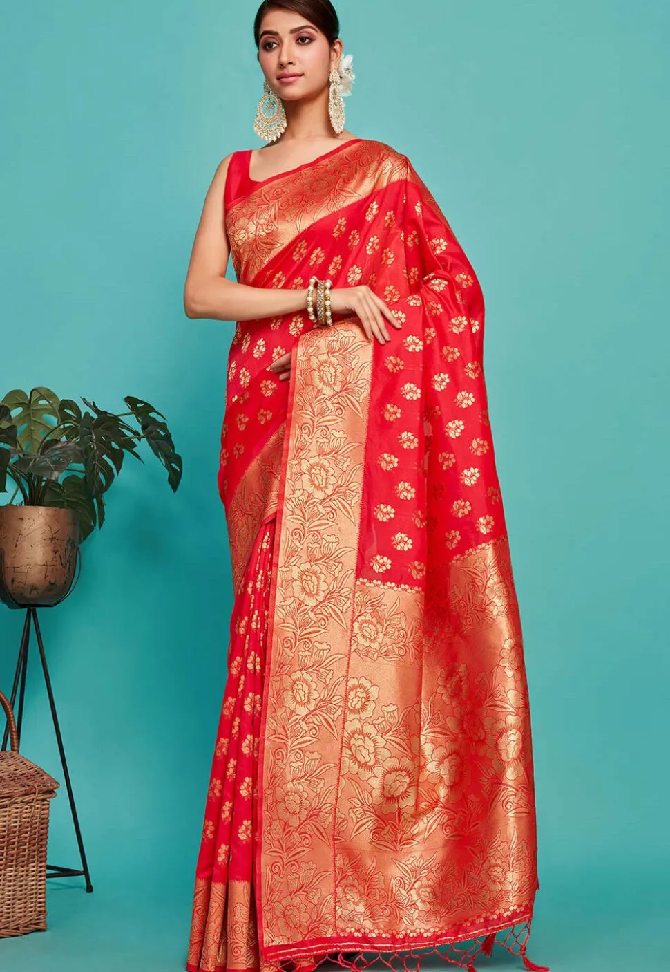 Kanchipuram Saree in Red