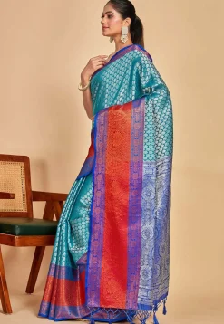 Kanchipuram Saree in Teal Blue