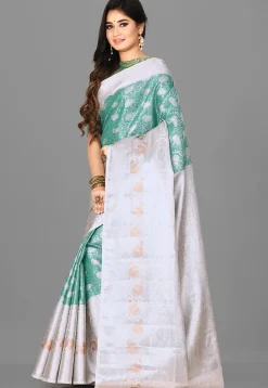 Kanchipuram Saree in Teal Green
