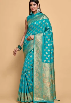 Kanchipuram Saree in Turquoise