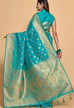 Kanchipuram Saree in Turquoise
