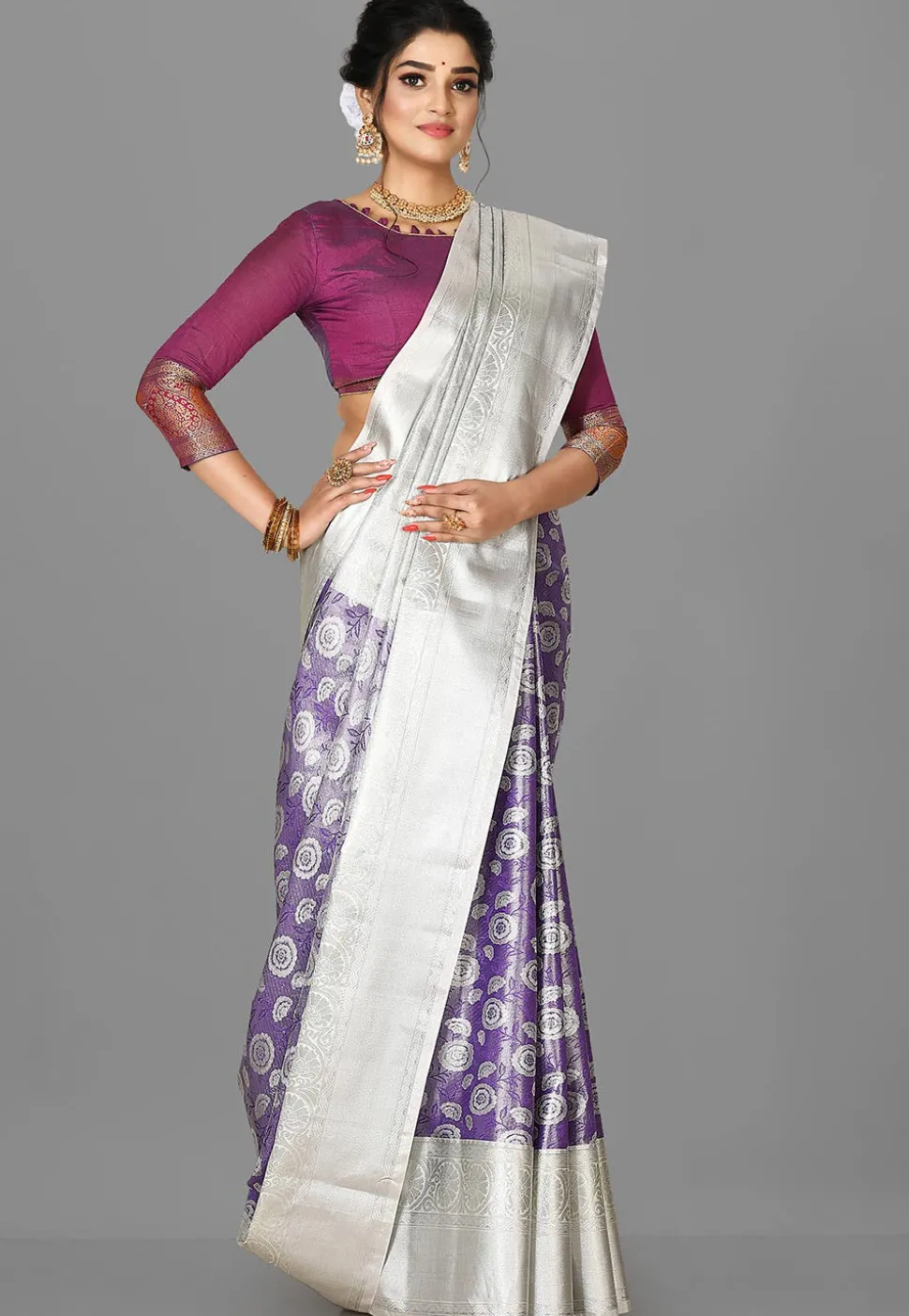 Kanchipuram Saree in Violet
