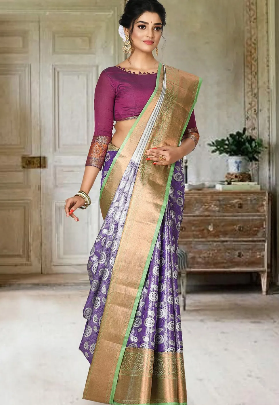Kanchipuram Saree in Violet