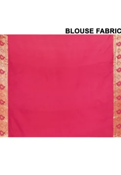 Kanchipuram Silk Embellished Saree in Coral Pink