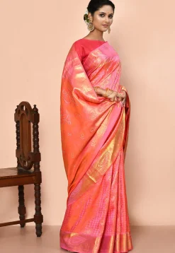 Kanchipuram Silk Embellished Saree in Peach