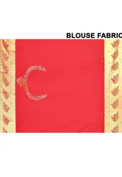 Kanchipuram Silk Embellished Saree in Red