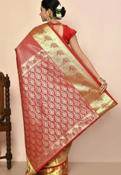 Kanchipuram Silk Embellished Saree in Red