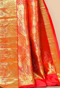 Kanchipuram Silk Embellished Saree in Red