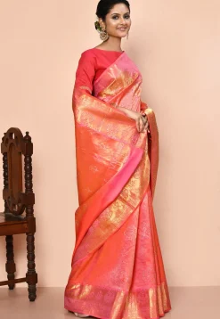 Kanchipuram Silk Embellished Saree in Peach