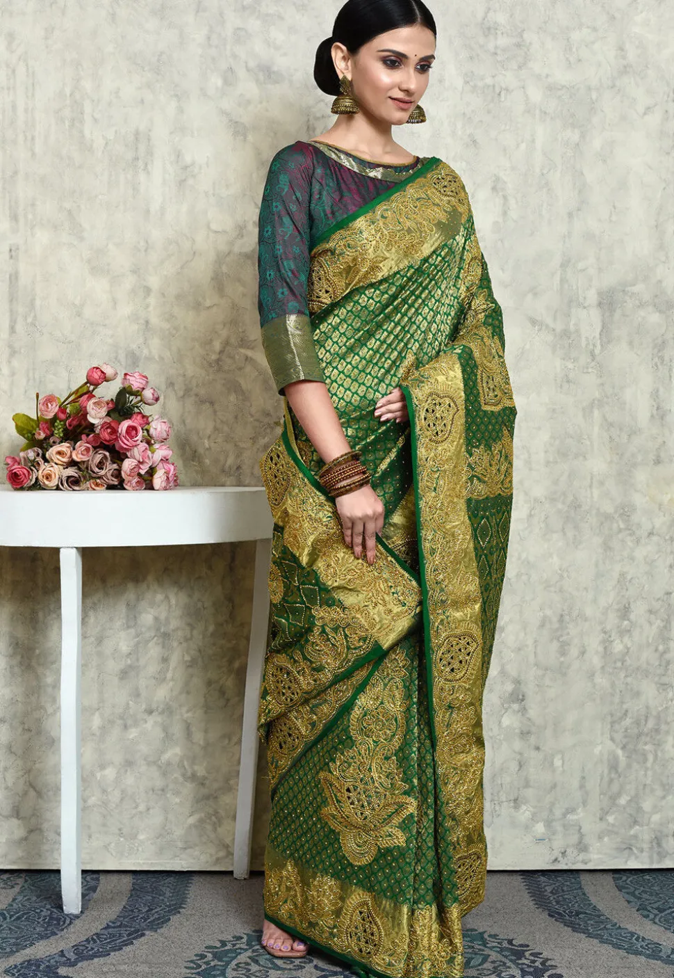 Kanchipuram Silk Saree in Green