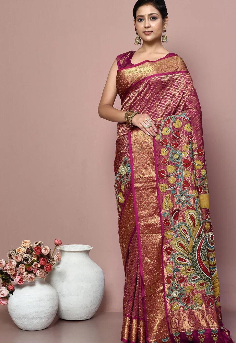 Kanchipuram Silk Saree in Magenta