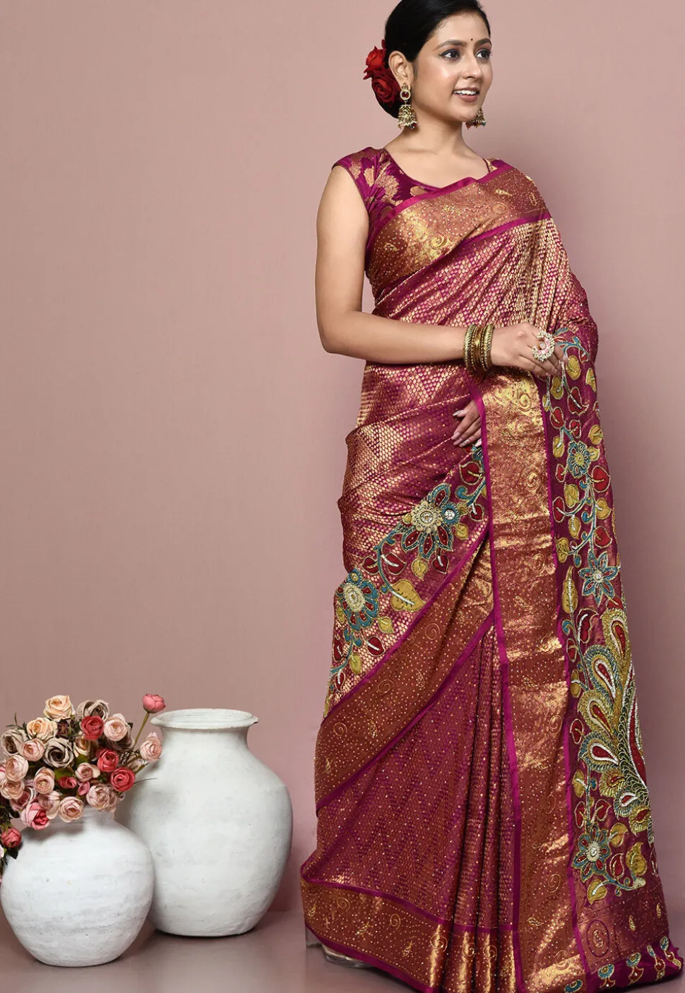 Kanchipuram Silk Saree in Magenta