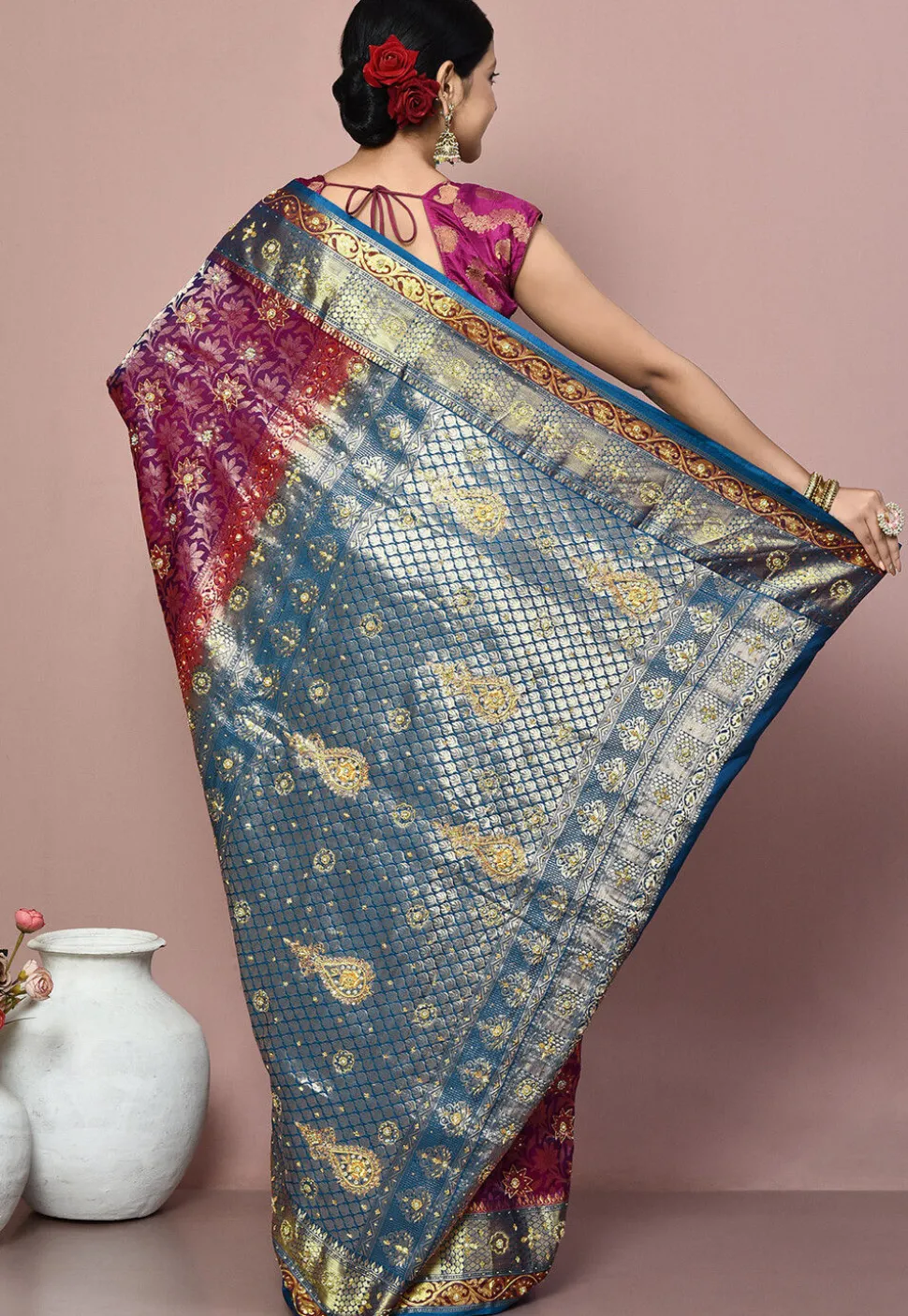 Kanchipuram Silk Saree in Magenta