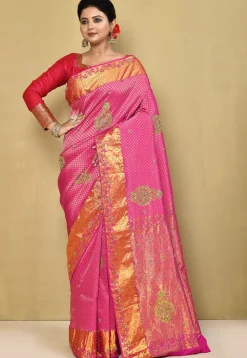 Kanchipuram Silk Saree in Fuchsia
