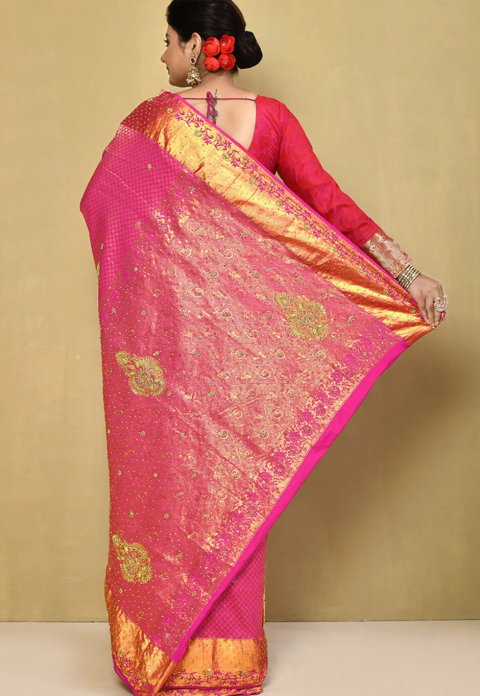 Kanchipuram Silk Saree in Fuchsia