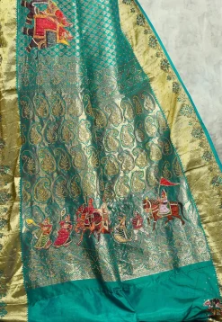 Kanchipuram Silk Saree in Teal Green