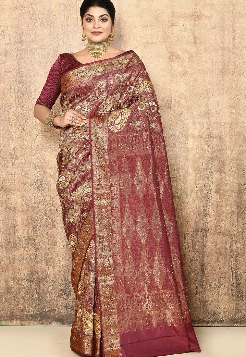 Kanchipuram Silk Saree in Maroon