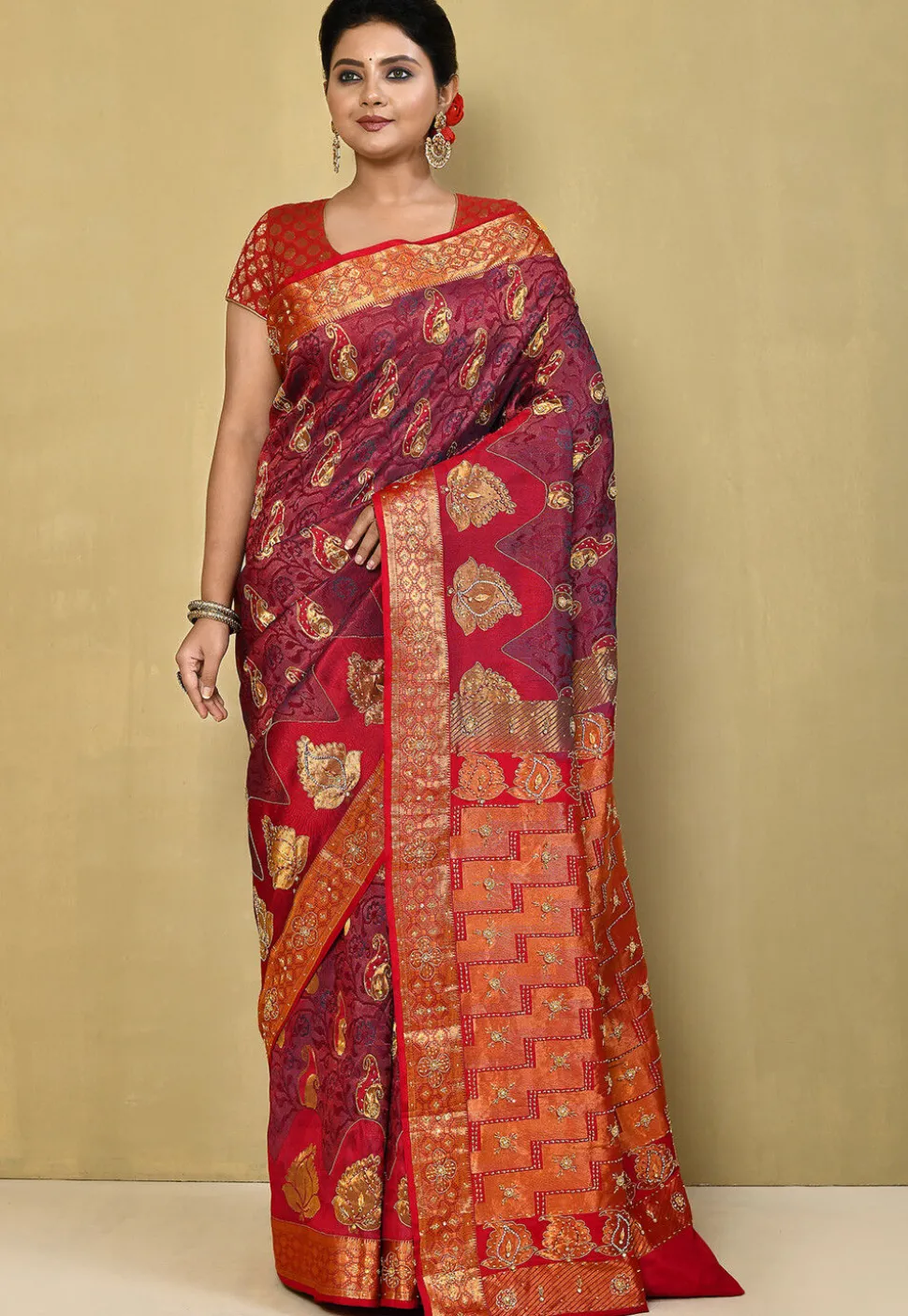 Kanchipuram Silk Saree in Wine