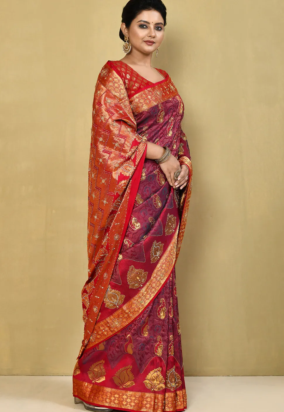 Kanchipuram Silk Saree in Wine