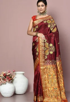 Kanchipuram Silk Saree in Maroon