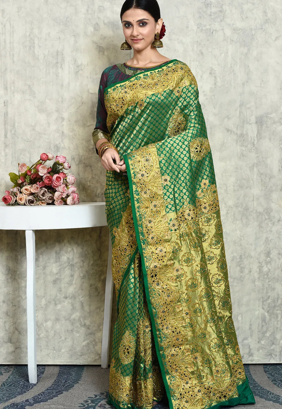 Kanchipuram Silk Saree in Green