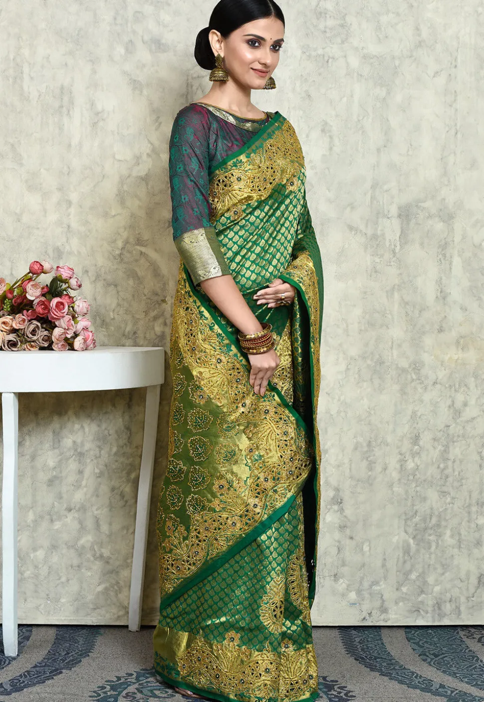 Kanchipuram Silk Saree in Green