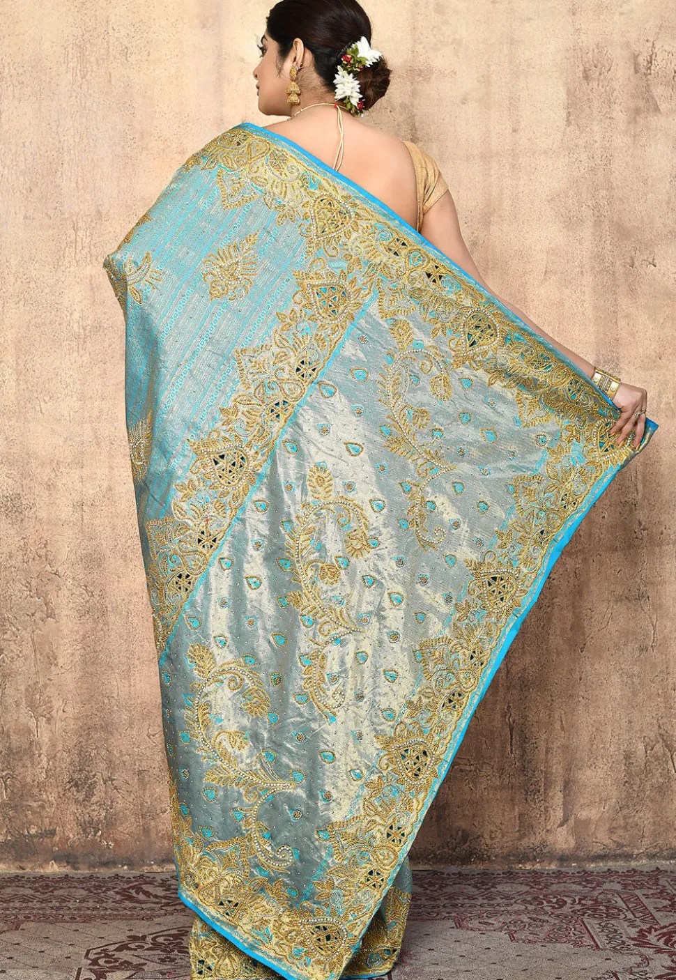 Kanchipuram Silk Saree in Light Blue