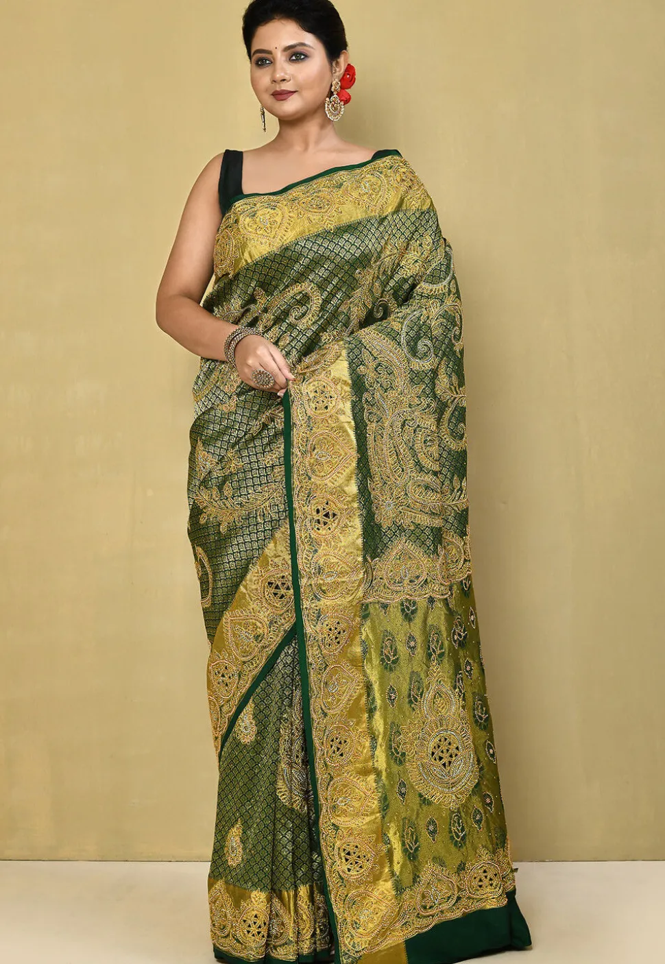 Kanchipuram Silk Saree in Dark Green