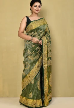 Kanchipuram Silk Saree in Dark Green