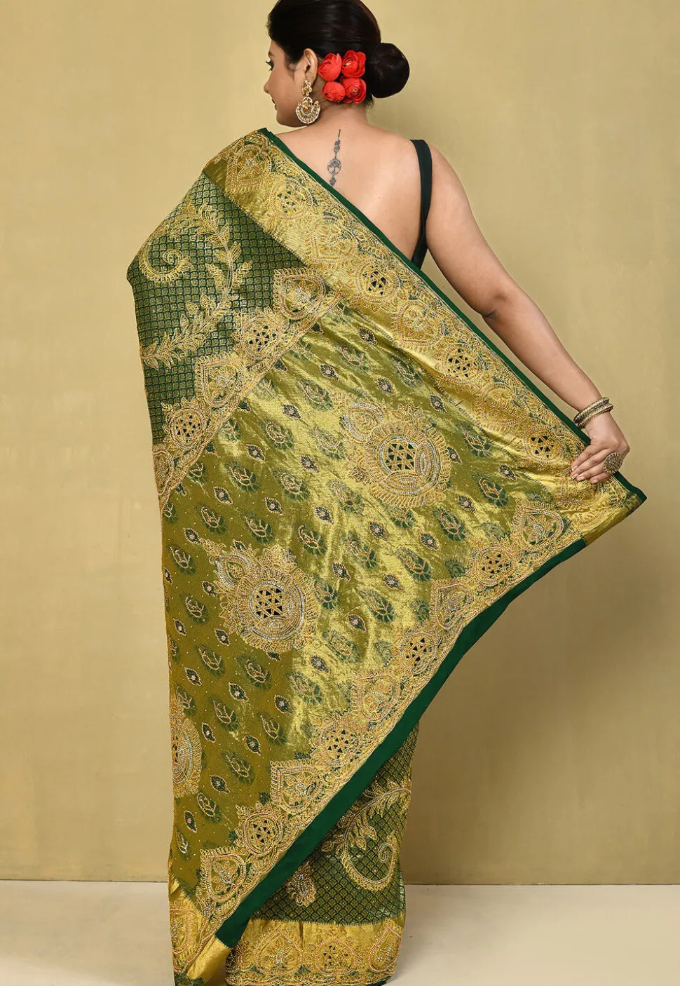 Kanchipuram Silk Saree in Dark Green