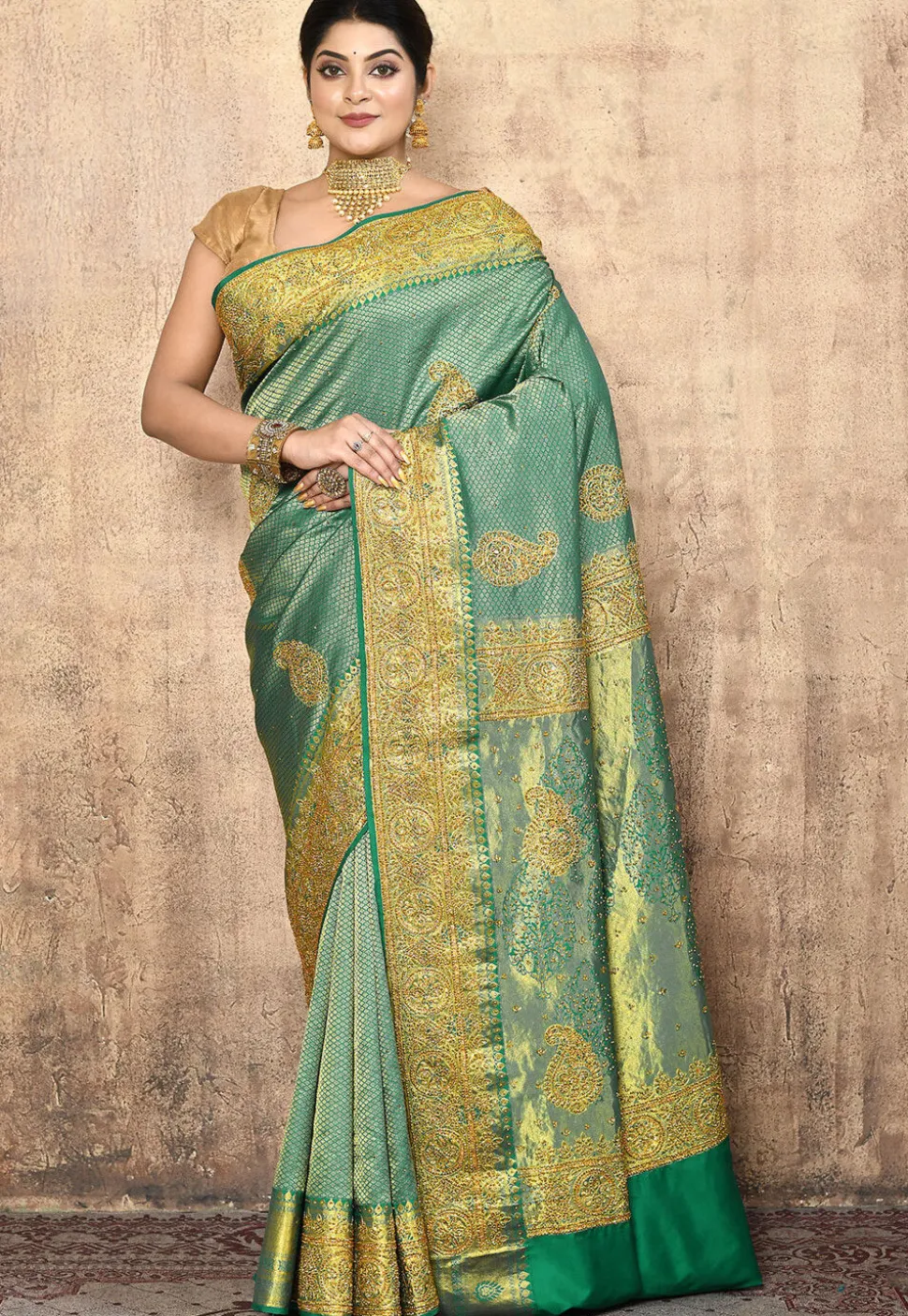 Kanchipuram Silk Saree in Sea Green